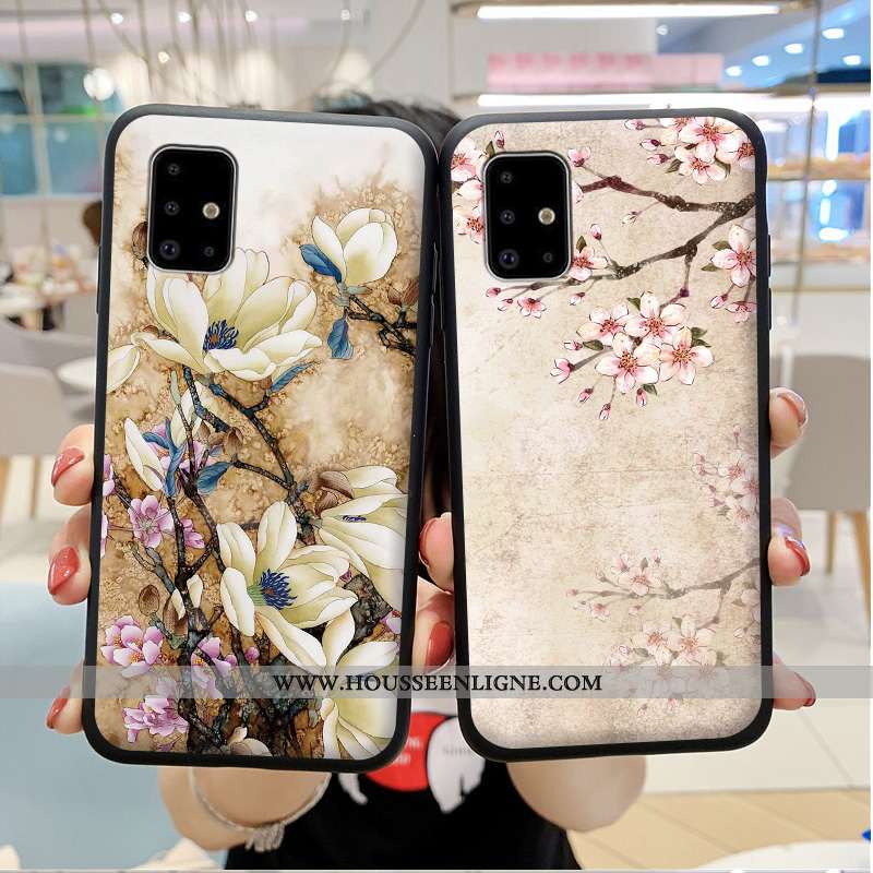 Étui Samsung Galaxy A71 Créatif Fluide Doux Coque Téléphone Portable Silicone Petit Bleu