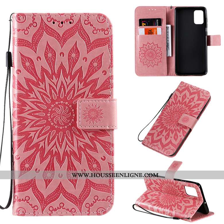Étui Samsung Galaxy A71 Cuir Protection Coque Étoile Clamshell Rose Téléphone Portable