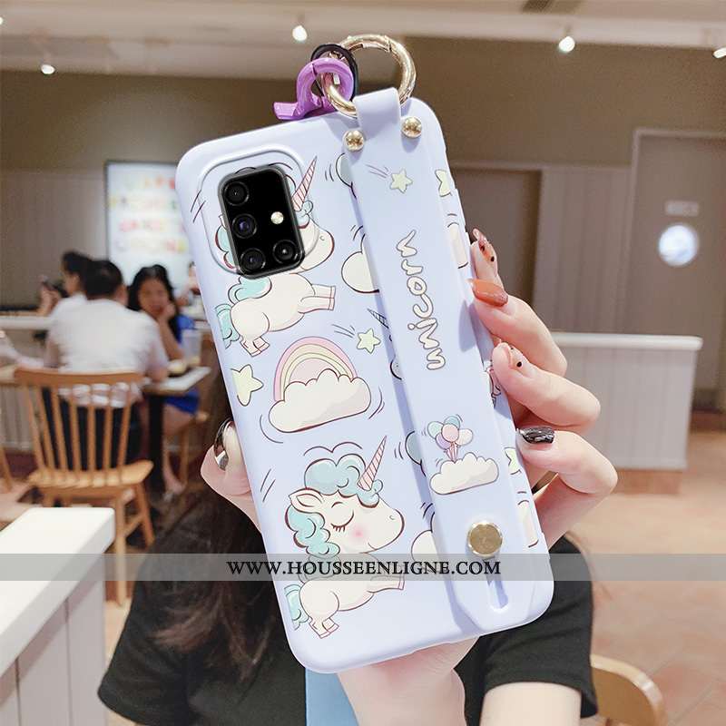 Étui Samsung Galaxy A71 Dessin Animé Charmant Fluide Doux Nouveau Coque Support Tout Compris Bleu