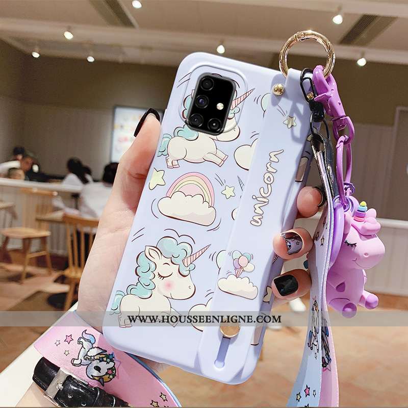 Étui Samsung Galaxy A71 Dessin Animé Charmant Fluide Doux Nouveau Coque Support Tout Compris Bleu