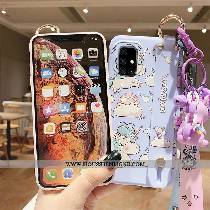 Étui Samsung Galaxy A71 Dessin Animé Charmant Fluide Doux Nouveau Coque Support Tout Compris Bleu