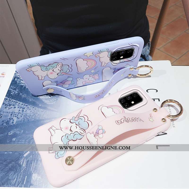 Étui Samsung Galaxy A71 Dessin Animé Charmant Fluide Doux Nouveau Coque Support Tout Compris Bleu