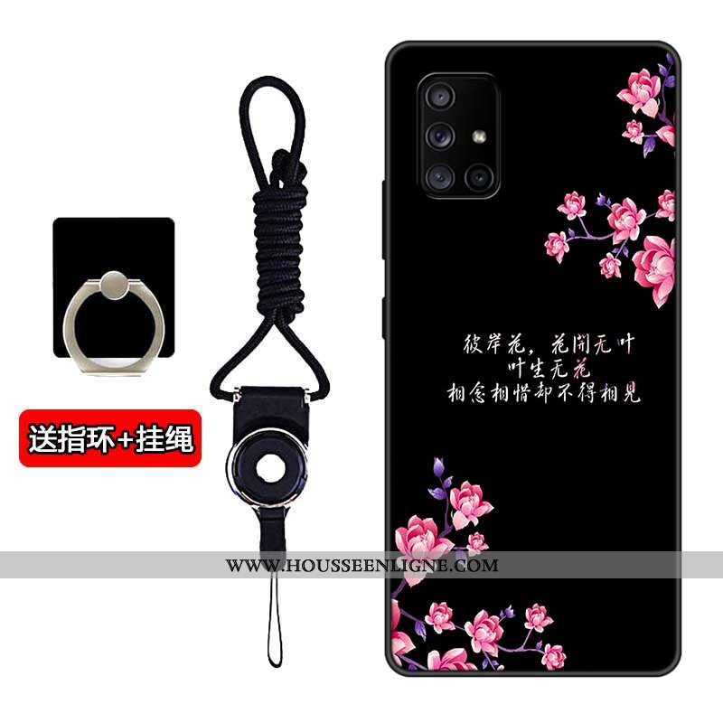 Étui Samsung Galaxy A71 Délavé En Daim Personnalité Étoile Incassable Fluide Doux Silicone Noir
