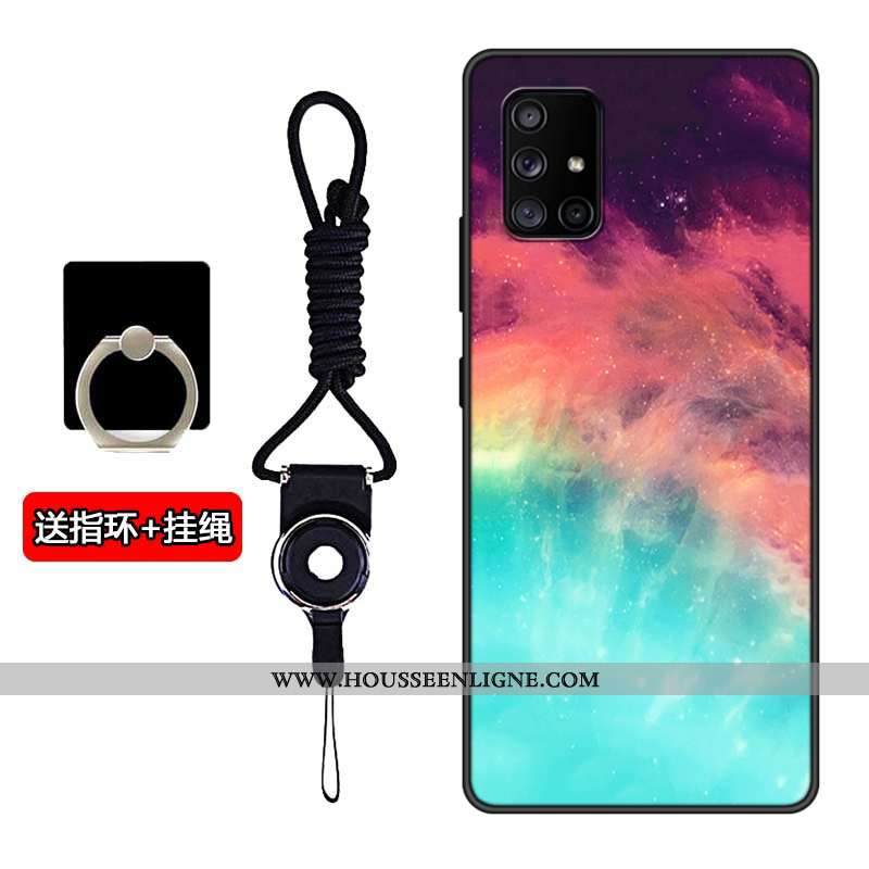 Étui Samsung Galaxy A71 Délavé En Daim Personnalité Étoile Incassable Fluide Doux Silicone Noir