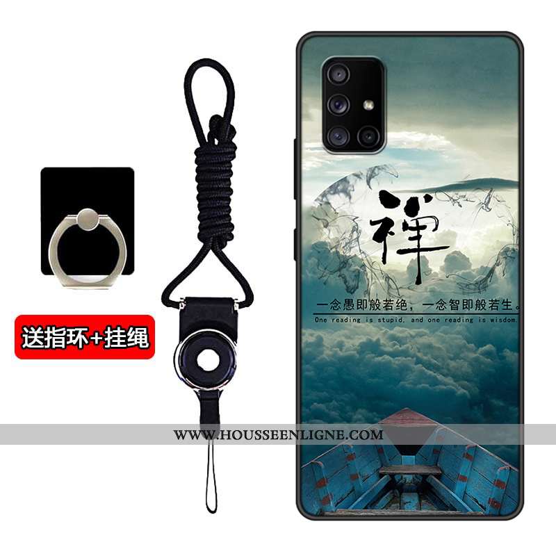 Étui Samsung Galaxy A71 Délavé En Daim Personnalité Étoile Incassable Fluide Doux Silicone Noir