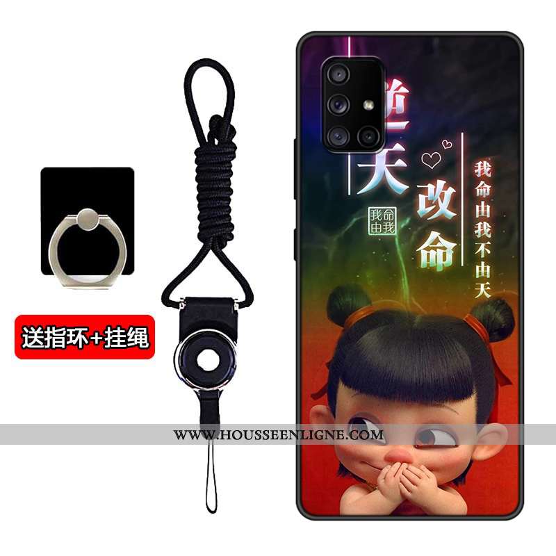 Étui Samsung Galaxy A71 Délavé En Daim Personnalité Étoile Incassable Fluide Doux Silicone Noir