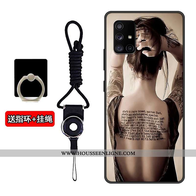 Étui Samsung Galaxy A71 Délavé En Daim Personnalité Étoile Incassable Fluide Doux Silicone Noir