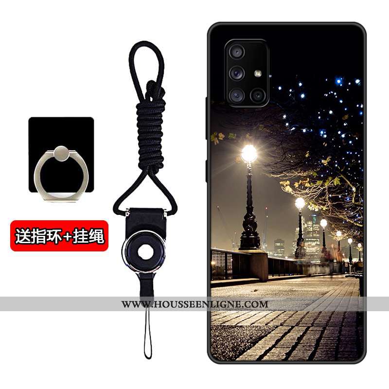 Étui Samsung Galaxy A71 Délavé En Daim Personnalité Étoile Incassable Fluide Doux Silicone Noir
