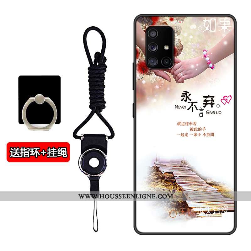 Étui Samsung Galaxy A71 Délavé En Daim Personnalité Étoile Incassable Fluide Doux Silicone Noir