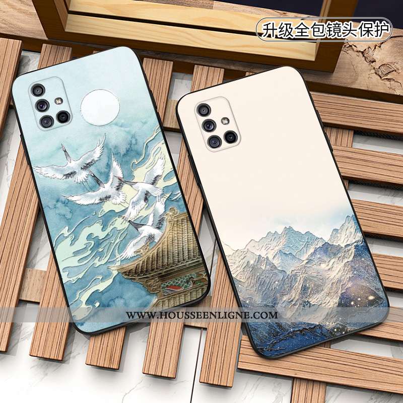 Étui Samsung Galaxy A71 Fluide Doux Silicone Bleu Tout Compris Protection Délavé En Daim Personnalit
