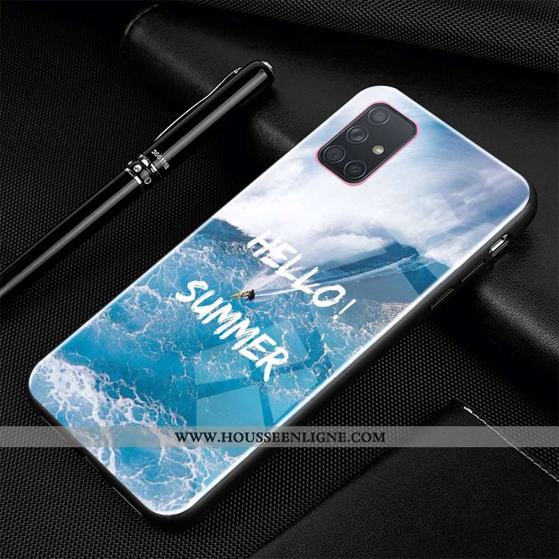 Étui Samsung Galaxy A71 Fluide Doux Silicone Protection Noir Téléphone Portable Personnalisé Bordure