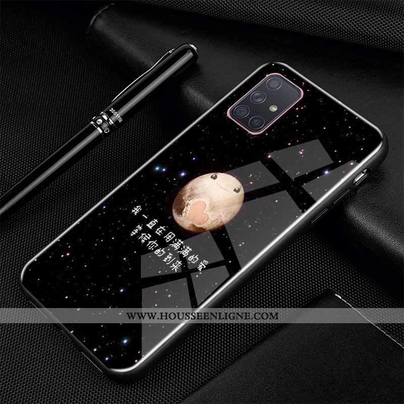 Étui Samsung Galaxy A71 Fluide Doux Silicone Protection Noir Téléphone Portable Personnalisé Bordure