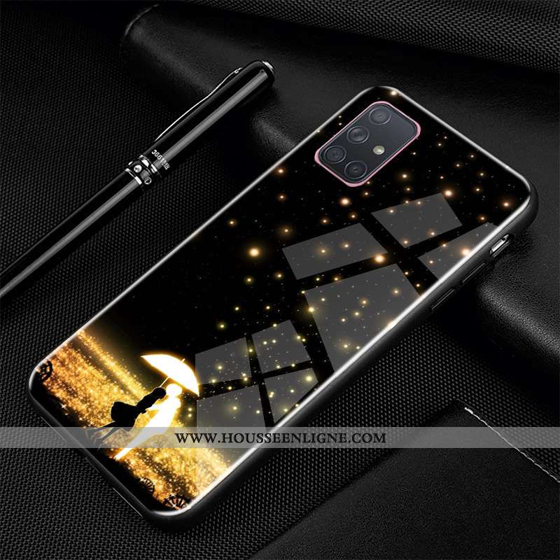 Étui Samsung Galaxy A71 Fluide Doux Silicone Protection Noir Téléphone Portable Personnalisé Bordure