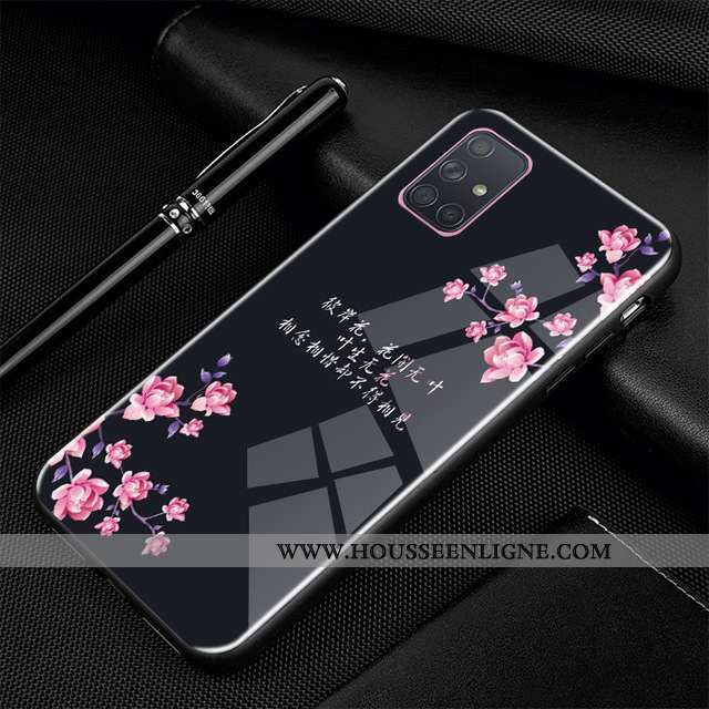 Étui Samsung Galaxy A71 Fluide Doux Silicone Protection Noir Téléphone Portable Personnalisé Bordure