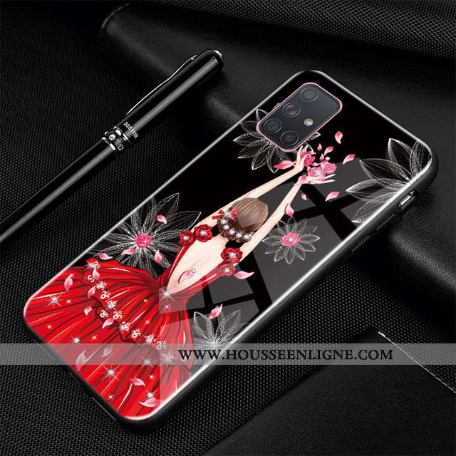 Étui Samsung Galaxy A71 Fluide Doux Silicone Protection Noir Téléphone Portable Personnalisé Bordure