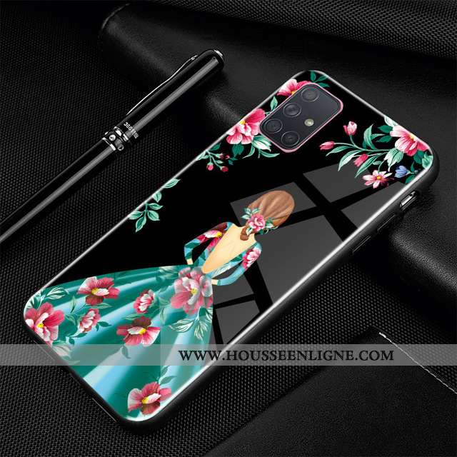 Étui Samsung Galaxy A71 Fluide Doux Silicone Protection Noir Téléphone Portable Personnalisé Bordure
