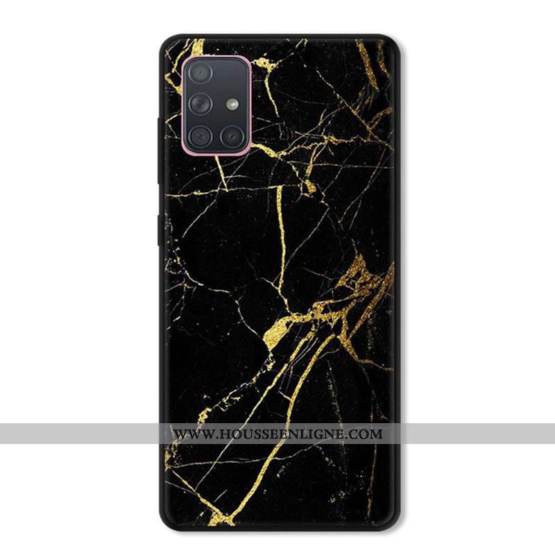 Étui Samsung Galaxy A71 Fluide Doux Silicone Protection Noir Téléphone Portable Personnalisé Bordure