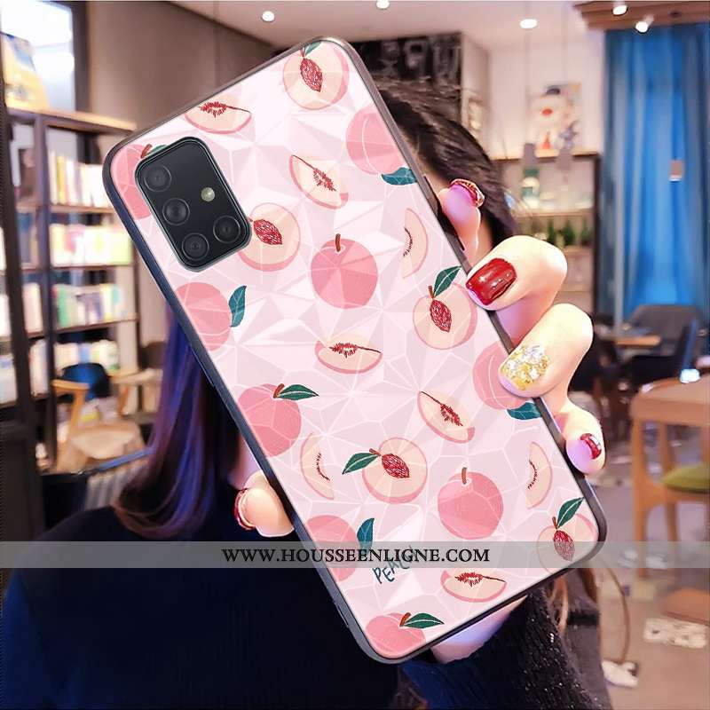 Étui Samsung Galaxy A71 Modèle Fleurie Frais Petit Étoile Rose Losange Téléphone Portable