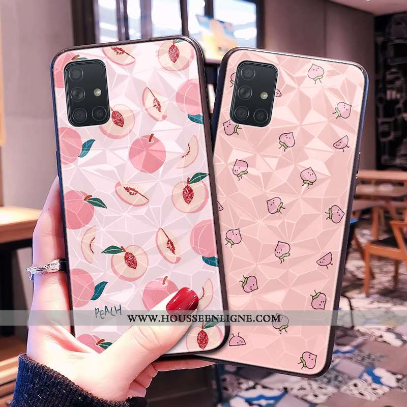 Étui Samsung Galaxy A71 Modèle Fleurie Frais Petit Étoile Rose Losange Téléphone Portable