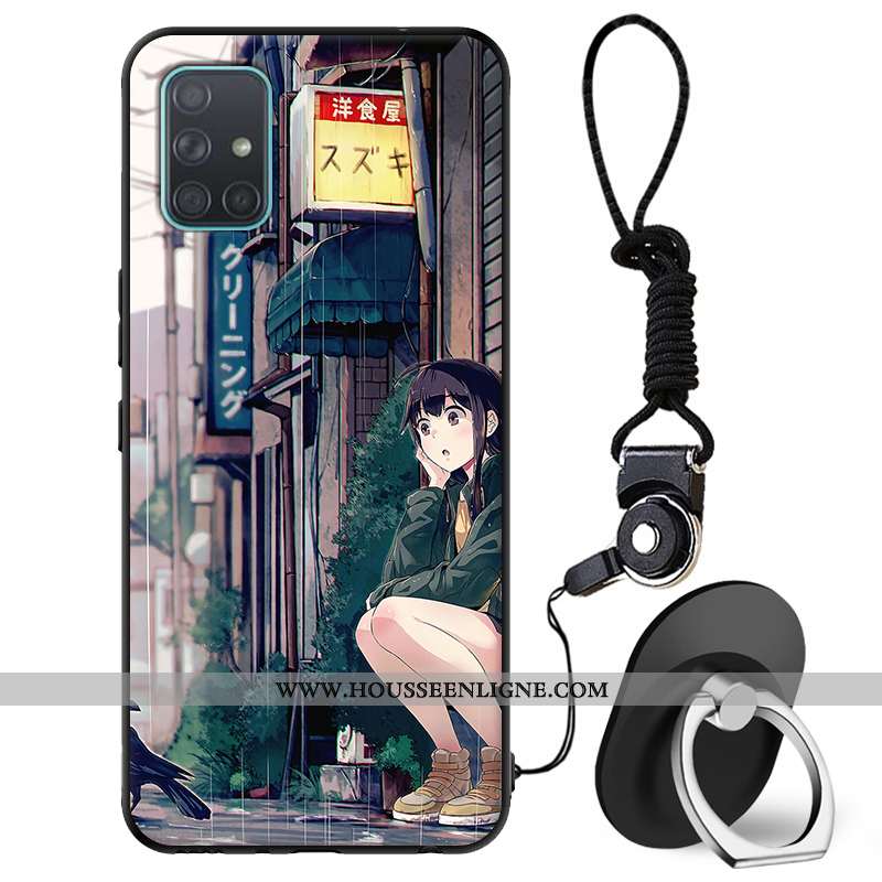 Étui Samsung Galaxy A71 Tendance Fluide Doux Étoile Coque Protection Téléphone Portable Verte