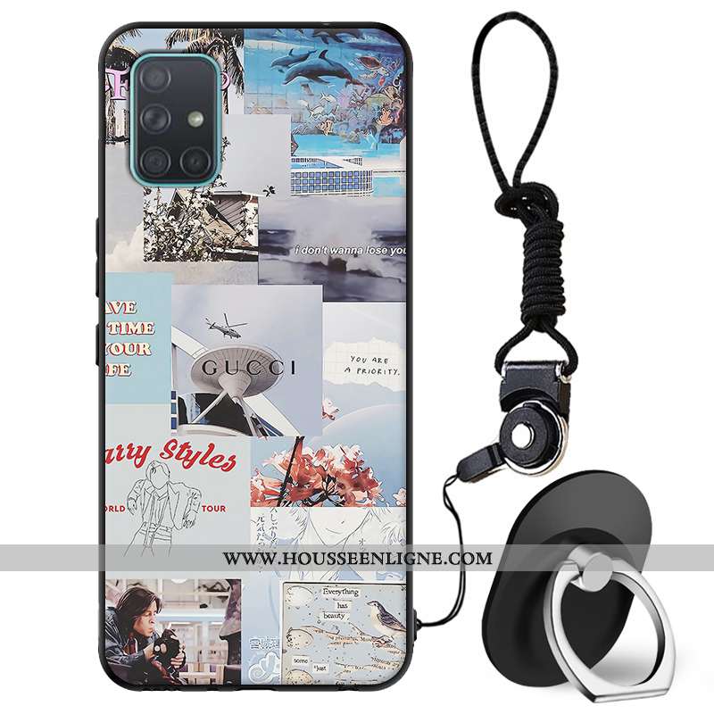 Étui Samsung Galaxy A71 Tendance Fluide Doux Étoile Coque Protection Téléphone Portable Verte