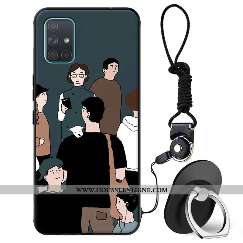 Étui Samsung Galaxy A71 Tendance Fluide Doux Étoile Coque Protection Téléphone Portable Verte