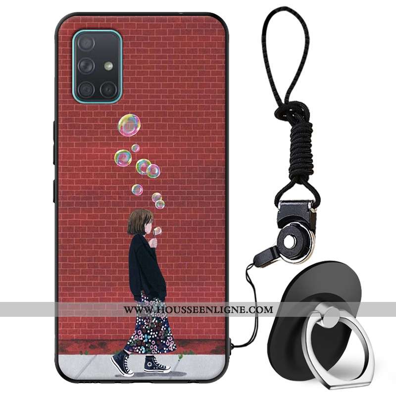 Étui Samsung Galaxy A71 Tendance Fluide Doux Étoile Coque Protection Téléphone Portable Verte