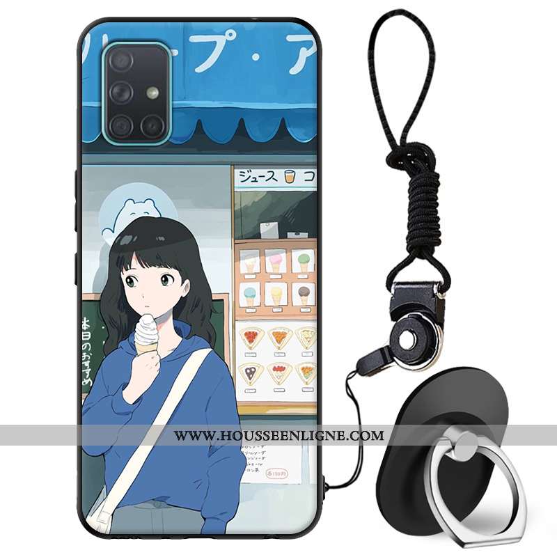 Étui Samsung Galaxy A71 Tendance Fluide Doux Étoile Coque Protection Téléphone Portable Verte