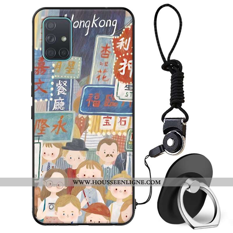 Étui Samsung Galaxy A71 Tendance Fluide Doux Étoile Coque Protection Téléphone Portable Verte