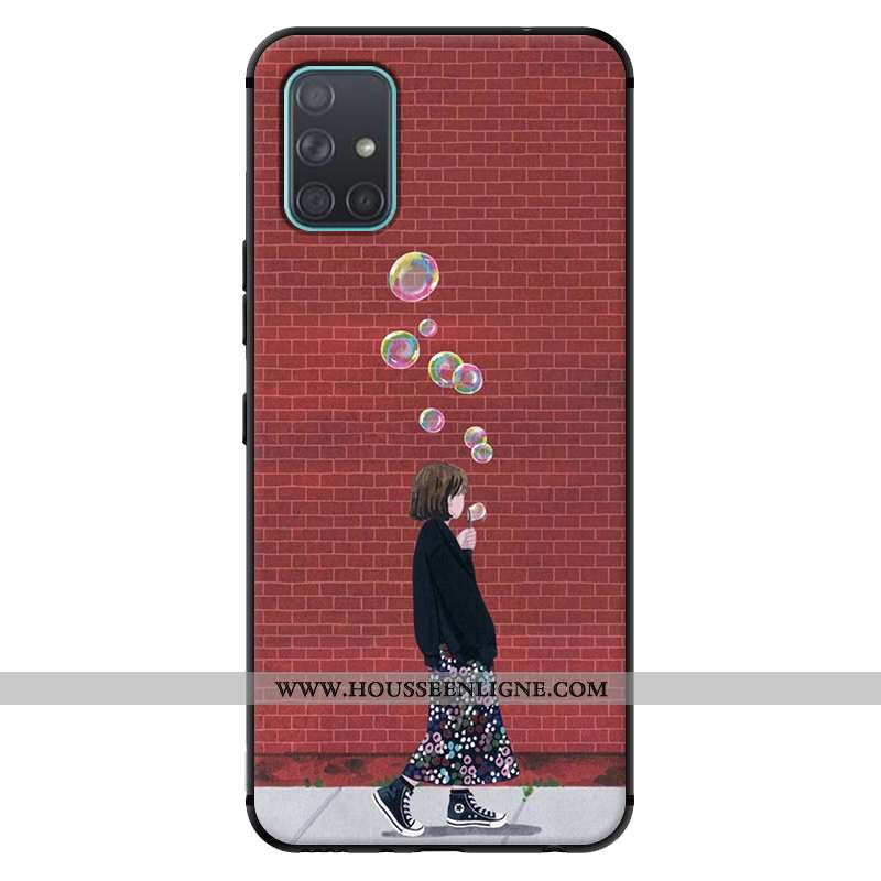 Étui Samsung Galaxy A71 Tendance Fluide Doux Étoile Coque Protection Téléphone Portable Verte