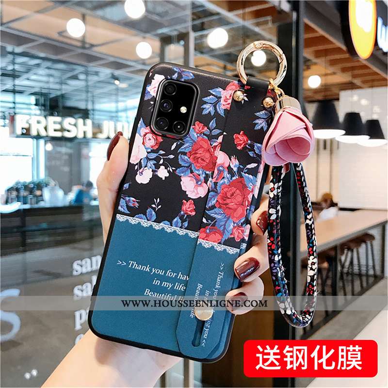 Étui Samsung Galaxy A71 Tendance Légère Support Tout Compris Rouge Téléphone Portable Fleur