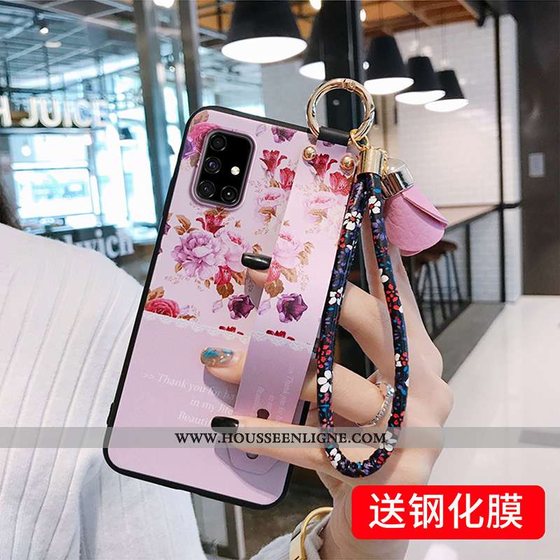 Étui Samsung Galaxy A71 Tendance Légère Support Tout Compris Rouge Téléphone Portable Fleur