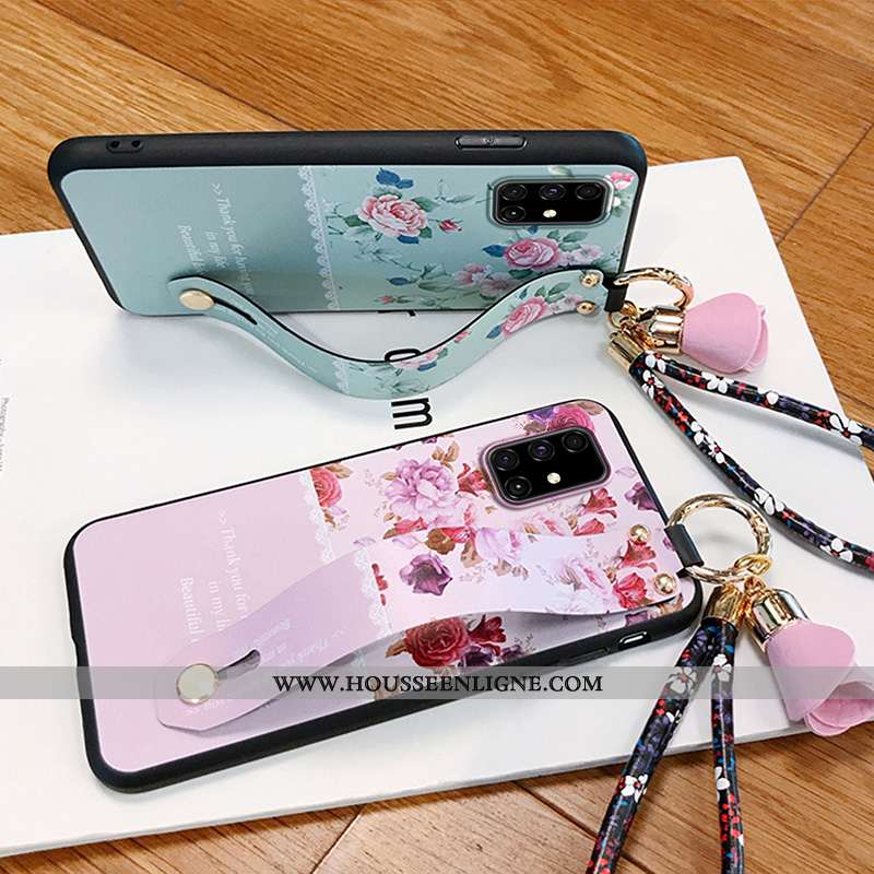 Étui Samsung Galaxy A71 Tendance Légère Support Tout Compris Rouge Téléphone Portable Fleur