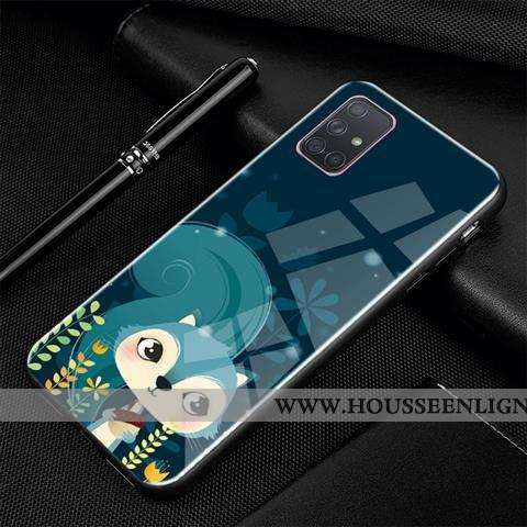 Étui Samsung Galaxy A71 Tendance Protection Dessin Animé Créatif Noir Personnalité Verre