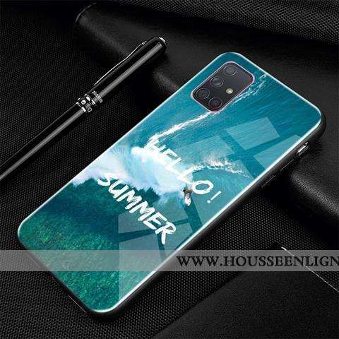 Étui Samsung Galaxy A71 Tendance Protection Dessin Animé Créatif Noir Personnalité Verre