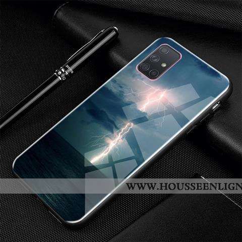 Étui Samsung Galaxy A71 Tendance Protection Dessin Animé Créatif Noir Personnalité Verre