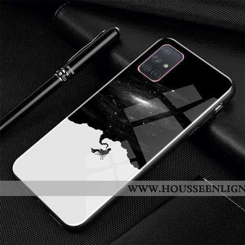 Étui Samsung Galaxy A71 Tendance Protection Dessin Animé Créatif Noir Personnalité Verre
