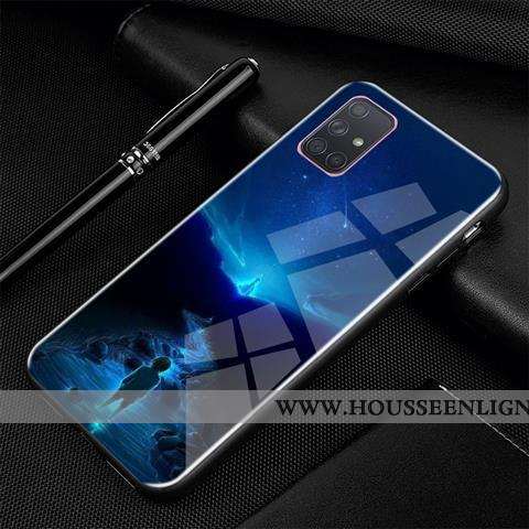 Étui Samsung Galaxy A71 Tendance Protection Dessin Animé Créatif Noir Personnalité Verre