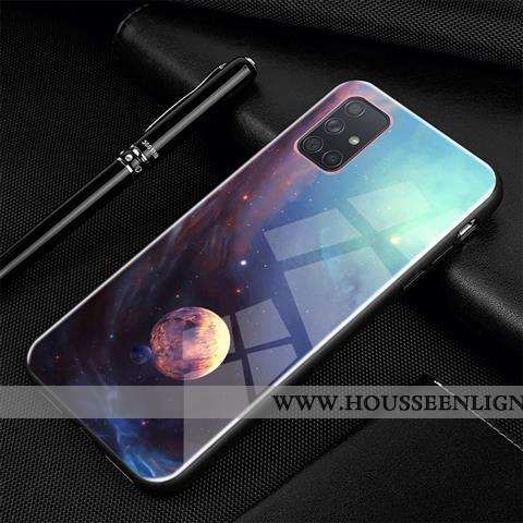 Étui Samsung Galaxy A71 Tendance Protection Dessin Animé Créatif Noir Personnalité Verre