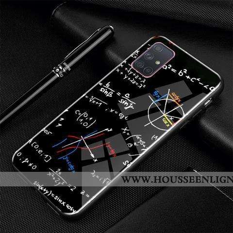 Étui Samsung Galaxy A71 Tendance Protection Dessin Animé Créatif Noir Personnalité Verre