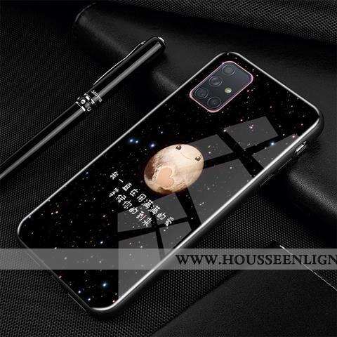 Étui Samsung Galaxy A71 Tendance Protection Dessin Animé Créatif Noir Personnalité Verre