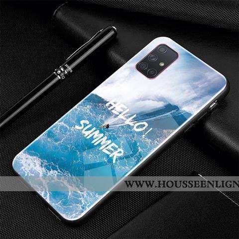 Étui Samsung Galaxy A71 Tendance Protection Dessin Animé Créatif Noir Personnalité Verre