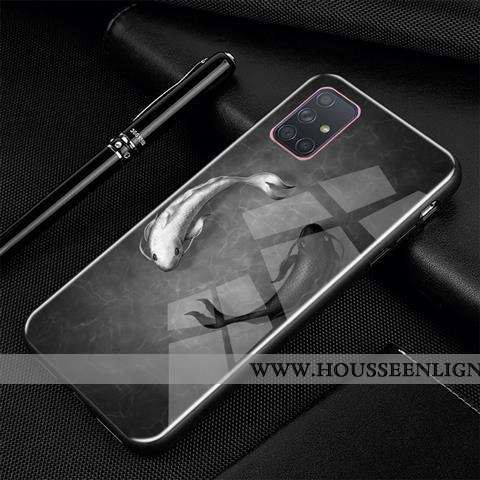 Étui Samsung Galaxy A71 Tendance Protection Dessin Animé Créatif Noir Personnalité Verre