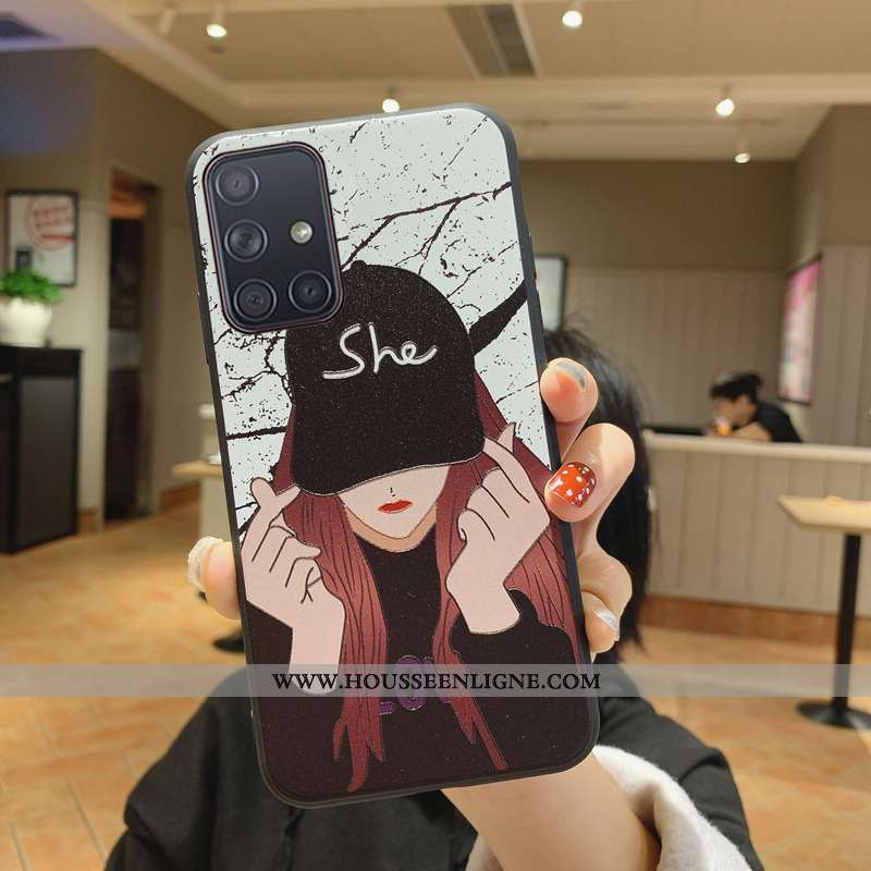 Étui Samsung Galaxy A71 Tendance Silicone Étoile Téléphone Portable Incassable Net Rouge Noir