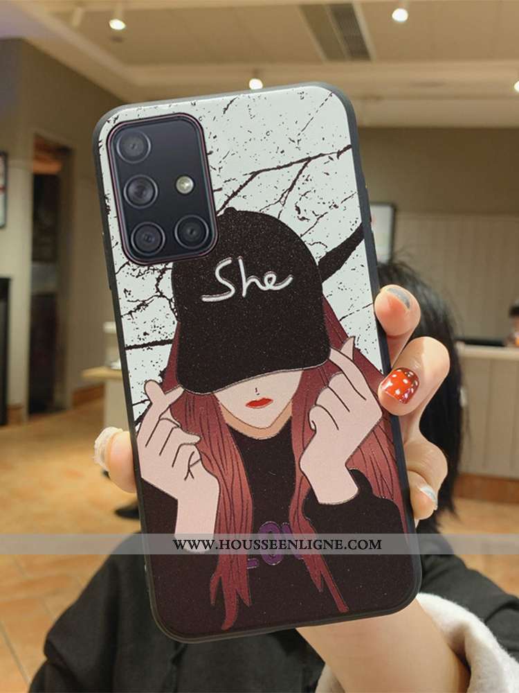 Étui Samsung Galaxy A71 Tendance Silicone Étoile Téléphone Portable Incassable Net Rouge Noir