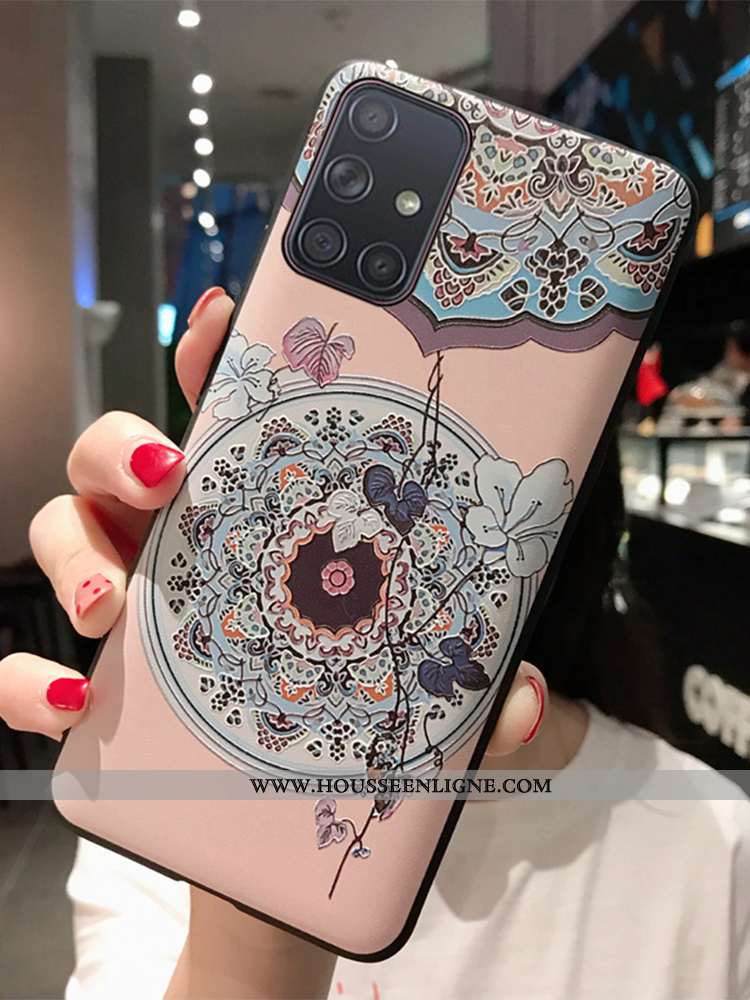 Étui Samsung Galaxy A71 Tendance Silicone Étoile Téléphone Portable Incassable Net Rouge Noir