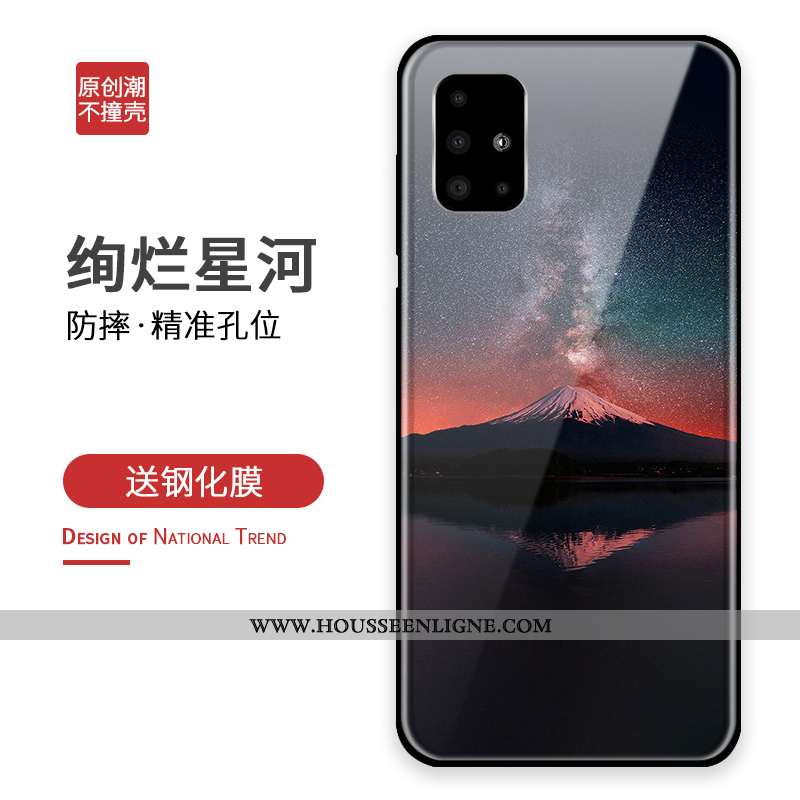 Étui Samsung Galaxy A71 Verre Personnalité Téléphone Portable Incassable Créatif Coque Bleu