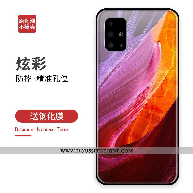 Étui Samsung Galaxy A71 Verre Personnalité Téléphone Portable Incassable Créatif Coque Bleu
