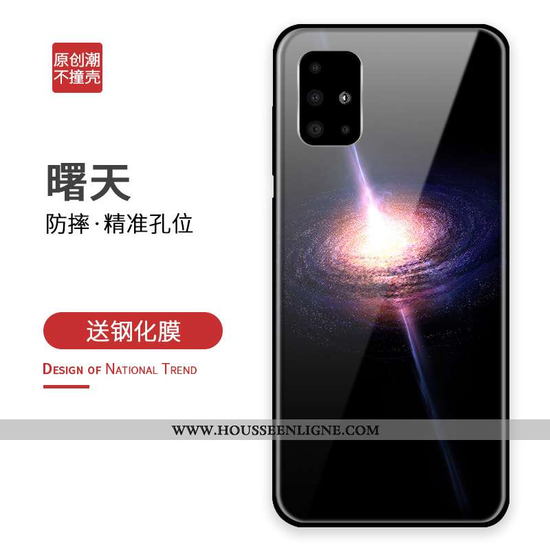 Étui Samsung Galaxy A71 Verre Personnalité Téléphone Portable Incassable Créatif Coque Bleu