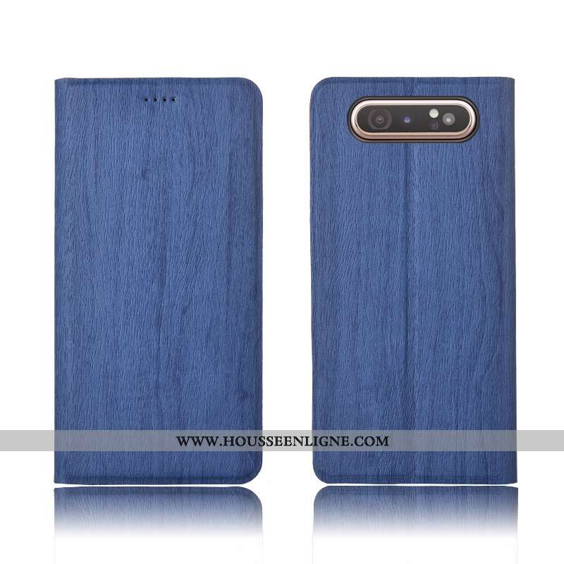Étui Samsung Galaxy A80 Cuir Modèle Fleurie Incassable Délavé En Daim Silicone Étoile Téléphone Port